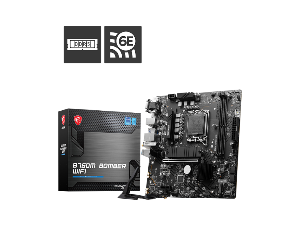 MSI B760M BOMBER WIFI LGA1700 MOTHERBOARD. DDR5