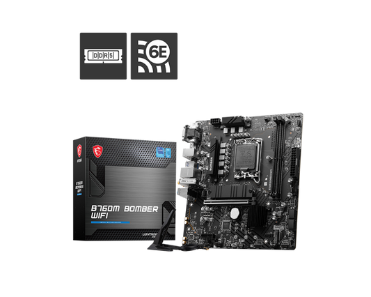 MSI B760M BOMBER WIFI LGA1700 MOTHERBOARD. DDR5